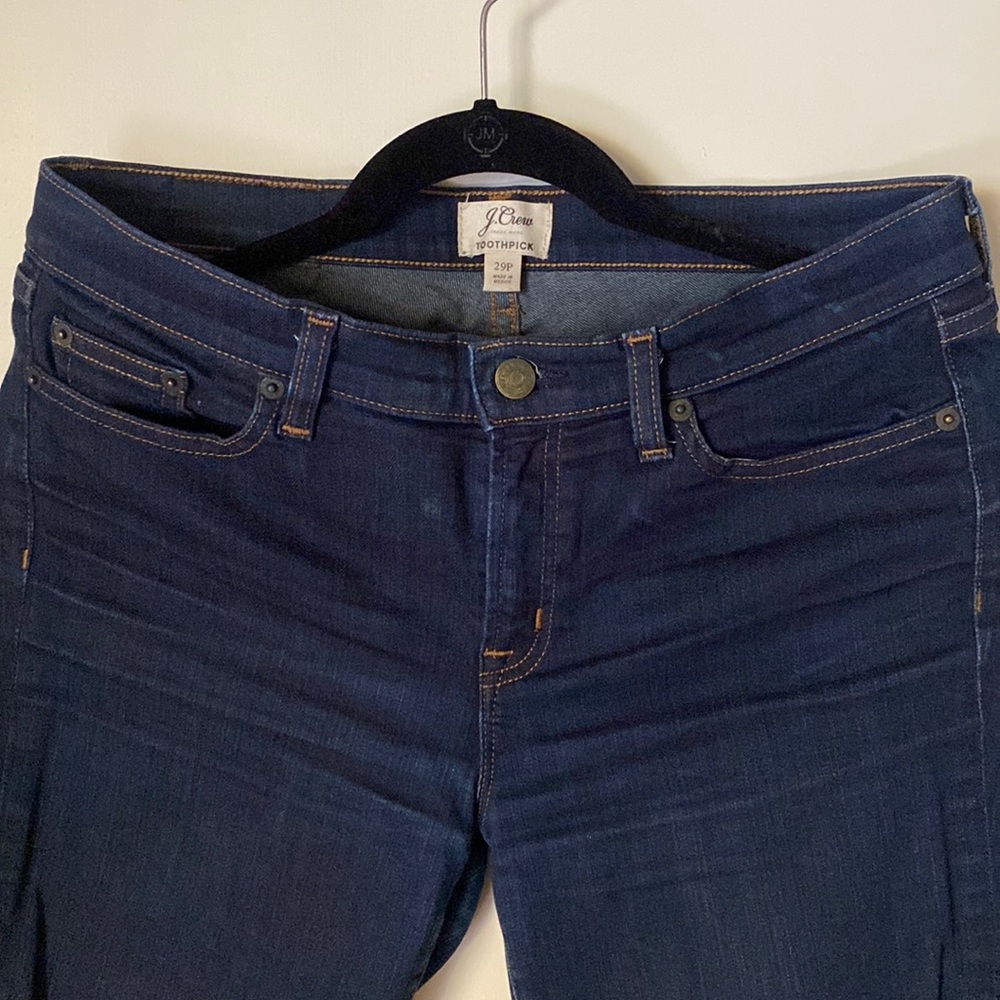 Jcrew 9inch stretch toothpick in an indigo wash